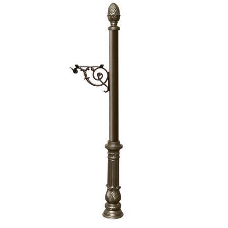 QUALARC Post only, w/support bracket, decorative ornate base, pineapple finial LPST-703-BZ